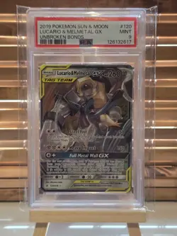 Pokemon Lucario & Melmetal GX 120/214 SM Unbroken Bonds PSA 9 - Image 1