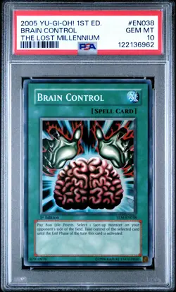 2005 YU-GI-OH! TLM-THE LOST MILLENNIUM 1ST ED #EN038 BRAIN CONTROL PSA 10 - Image 1