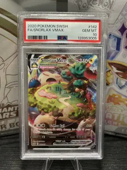 Pokemon Card Snorlax VMAX 2020 Sword & Shield 142/202 Full Art PSA 10 - Image 1