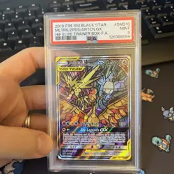 Moltres & Zapdos & Articuno GX SM210 PSA 9 Hidden Fates Promo Pokemon Card Mint - Image 1
