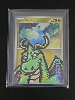 Pokemon Dragonite Custom Painted Card By Mendiolla 1/1 - Image 1