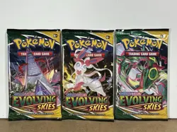 Pokemon Sword & Shield Evolving Skies 3 Unopened Booster Packs 10 Cards Each HTF - Image 1