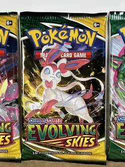 Pokemon Sword & Shield Evolving Skies 3 Unopened Booster Packs 10 Cards Each HTF - Image 3