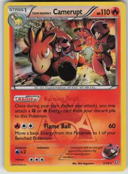 Pokemon TCG Team Magma's Camerupt Holo Rare Double Crisis 2/34 - Image 1