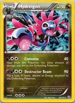 Hydreigon (98) 98/124 Dragons Exalted Reverse Holo Pokemon TCG MP - Image 1