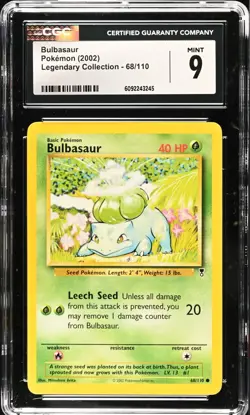 CGC 9 MINT Bulbasaur 68/110 Legendary Collection Vintage WOTC 2002 Pokemon - Image 1