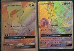 Pokemon Sun & Moon Era Articuno GX Dialga GX Rainbow Secret Rare NM 2 Card LOT ! - Image 1