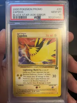 Pokemon TCG Black Star Promo Zapdos #23 Aoki Vintage Card WOTC PSA 10 - Image 1