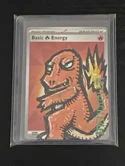 Pokemon Charmander Custom Painted Card By Mendiolla 1/1 - Image 1