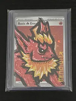 Pokemon Flareon Custom Painted Card By Mendiolla 1/1 - Image 1