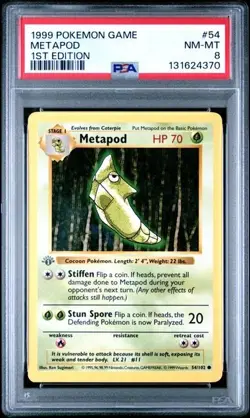 Base Set 1st Edition METAPOD #54/102 PSA 8 1999 Pokemon Card Game - Image 1