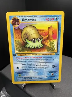 Pokemon TCG WOTC 1st Edition Fossil Omanyte 52/62 Common MP - Image 1