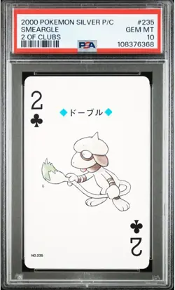 2000 POKEMON SILVER VERSION PLAYING CARDS 235 SMEARGLE 2 OF CLUBS PSA10 - Image 1