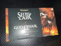 MTG Secret Lair x Sony PlayStation God of War Greek FOIL Edition + Bonus Card - Image 1