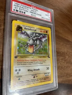 1999 1st Edition Pokemon Fossil Aerodactyl Holo Prerelease Promo Card 1/62 PSA 9 - Image 2