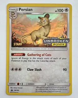Persian SM182 STAFF Pre Release Promo Unbroken Bonds Pokemon Card MINT! - Image 1