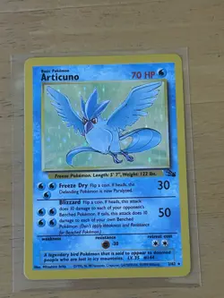 Pokemon Articuno Holo Rare Card 2/62 Fossil Base Set, Vintage 1999 WOTC - Image 1