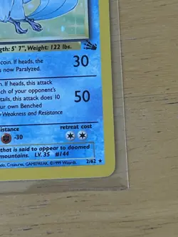 Pokemon Articuno Holo Rare Card 2/62 Fossil Base Set, Vintage 1999 WOTC - Image 2