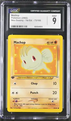 CGC 9 MINT Machop Neo Destiny 1st Edition 73/105 Pokemon Card - Image 1
