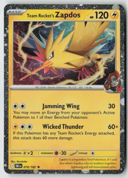 Team Rocket's Zapdos 070/182 - Misc Cards & Products Cosmos Holo - PTCG - Image 1