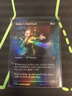 MTG Magic The Gathering Nadier’s Nightblade Foil CMM Borderless Black Elf - Image 1