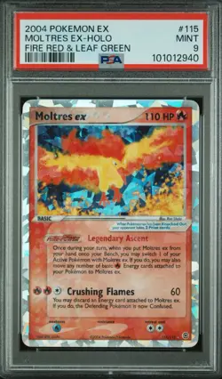 2004 Pokemon EX Fire Red & Leaf Green Moltres ex 115/112 Secret Rare Holo PSA 9 - Image 1