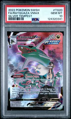 2022 POKEMON SWORD & SHIELD SILVER TEMPEST #TG20 FULL ART/RAYQUAZA VMAX PSA 10 - Image 1