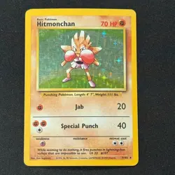 Hitmonchan 7/102 Holo Rare Base Set Unlimited HP/D Pokemon TCG - Image 1