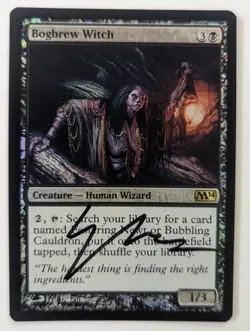 Signed Foil Bogbrew Witch, Magic 2014, M14, The Gathering, MTG, Eric Deschamps - Image 1