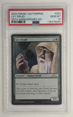 2022 Magic The Gathering Ley Druid #201 30th Anniversary Ed PSA 10 Gem MT 🌶🥵 - Image 1
