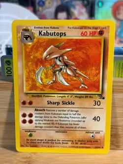 KABUTOPS 24/62 Fossil Unlimited Rare Vintage Pokemon TCG Lightly Played - Image 1