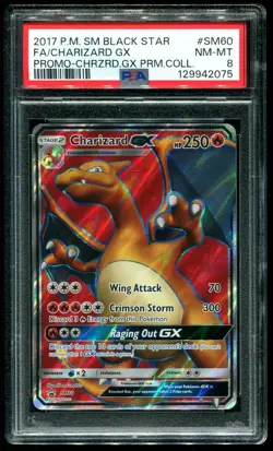 PSA 8 Charizard GX Full Art Black Star Promo 2017 Pokemon Card #SM60 - Image 1