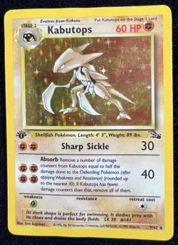 Kabutops 9/62 Fossil 1st Edition Holo Pokemon TCG Card - HP - Image 1