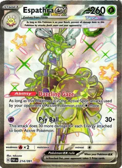 Pokemon TCG Espathra EX 214/091 Shiny Ultra Rare Full Art Paldean Fates NM - Image 1