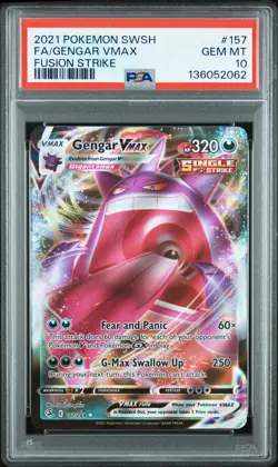 PSA 10 Gengar VMAX #157 Pokemon SWSH Fusion Strike English 2021 - Image 1