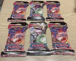 Lot Pokemon TCG Sword & Shield Fusion Strike Sleeved Booster Pack x6 - Image 1