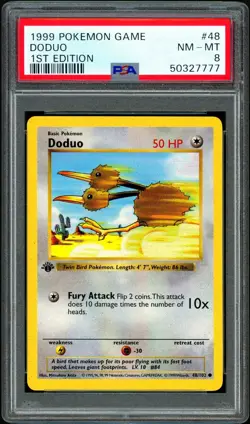 1999 Pokemon DODUO Base Set 1ST EDITION Misprint INK ERROR Card 48/102 - PSA 8 - Image 1