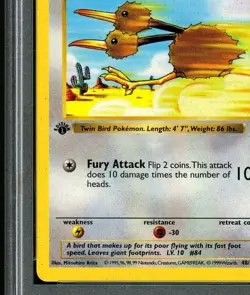 1999 Pokemon DODUO Base Set 1ST EDITION Misprint INK ERROR Card 48/102 - PSA 8 - Image 2