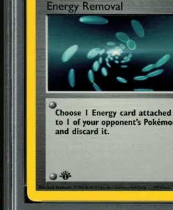 1999 Pokemon ENERGY REMOVAL Base Set 1ST EDITION Misprint INK ERROR Card - PSA 8 - Image 2