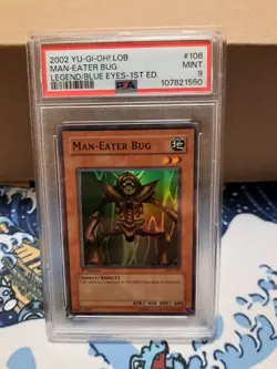 Yu-Gi-Oh! Man-Eater Bug 1st Edition LOB-108 PSA 9 MINT Legend Of Blue Eyes - Image 1