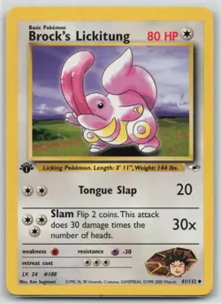 Pokemon Card 1st Edition Brock's Lickitung Uncommon Gym Heroes 041/132 LP/NM - Image 1