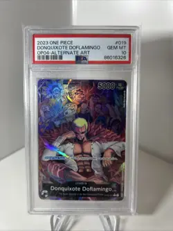 One Piece Card Game TCG Donquixote Doflamingo OP04-019 Alt Art Leader PSA 10 - Image 1