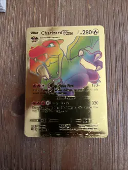 Charizard VStar Gold Rainbow Foil Fan Art Vinyl Pokemon Collector Card 174/172 - Image 1
