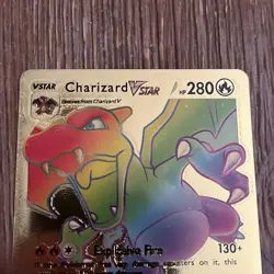 Charizard VStar Gold Rainbow Foil Fan Art Vinyl Pokemon Collector Card 174/172 - Image 2