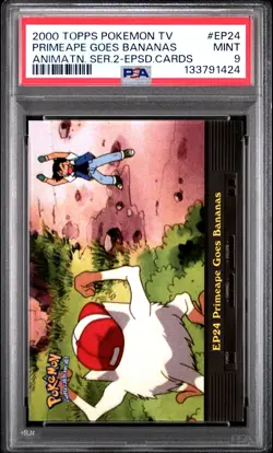 2000 TOPPS POKEMON TV ANIMATION SER 2 EPISODE CARDS PRIMEAPE GOES BANANAS PSA 9 - Image 1