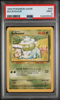 1999 POKEMON BASE SET UNLIMITED #44 BULBASAUR PSA 9 - Image 1