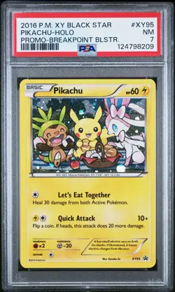 2016 POKEMON XY BLACK STAR PROMO BREAKPOINT BLISTERS #XY95 PIKACHU-HOLO PSA 7 - Image 1