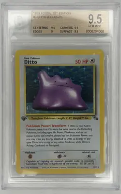 1999 Pokemon Fossil 1st Edition #03 Ditto BGS 9.5 - Image 1