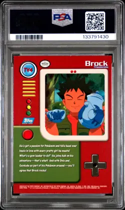 1999 TOPPS POKEMON SERIES 1 CHARACTER CARDS #TV4 BROCK PSA 8 - Image 2