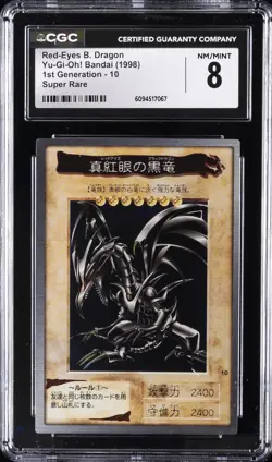 1998 YU-GI-OH! 1ST GENERATION SUPER RARE JPN #10 RED-EYES BLACK DRAGON CGC 8 - Image 1